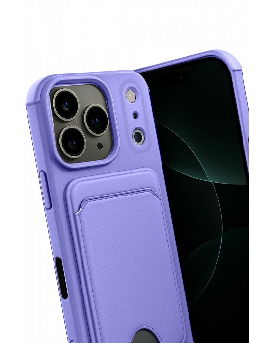 Newface Apple iPhone 17 Pro Kelvin Kartvizitli Silikon - Lila