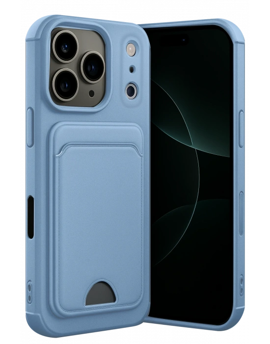 Newface Apple iPhone 17 Pro Kelvin Kartvizitli Silikon - Mavi