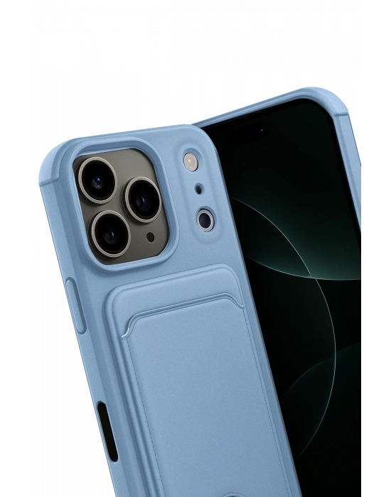 Newface Apple iPhone 17 Pro Kelvin Kartvizitli Silikon - Mavi