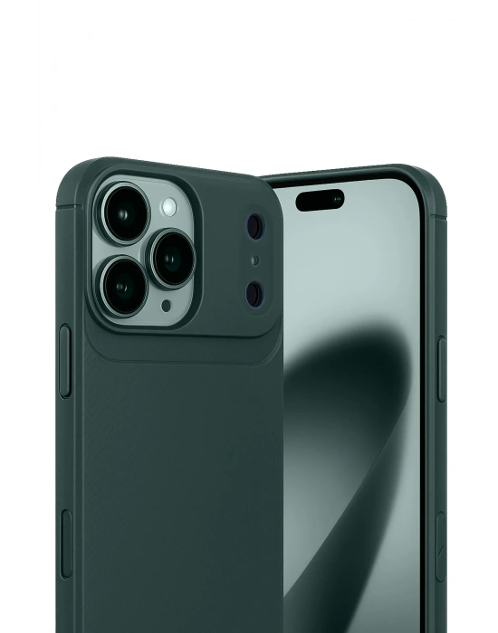 Newface Apple iPhone 17 Pro Max Auto Focus Karbon Kapak - Koyu Yeşil