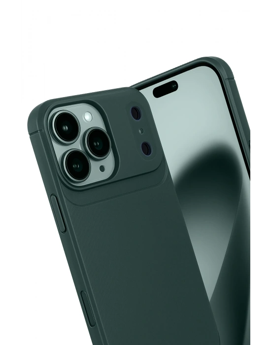 Newface Apple iPhone 17 Pro Max Auto Focus Karbon Kapak - Koyu Yeşil