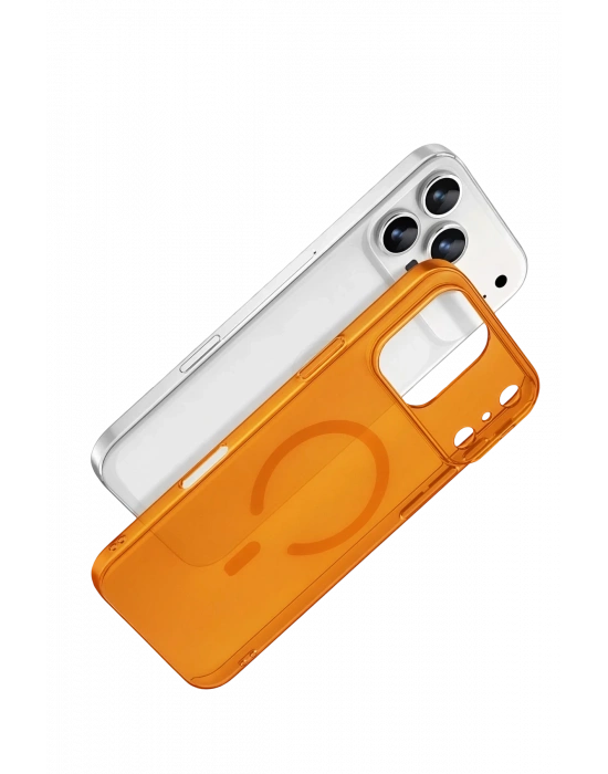 Newface Apple iPhone 17 Pro Max Combo Sert Şeffaf Magsafe Kapak - Turuncu
