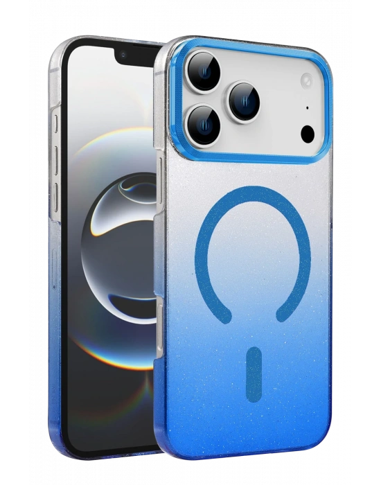 Newface Apple iPhone 17 Pro Max Glossy Magsafe Kapak - Mavi