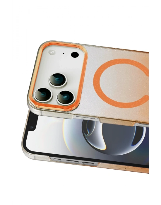 Newface Apple iPhone 17 Pro Max Glossy Magsafe Kapak - Turuncu