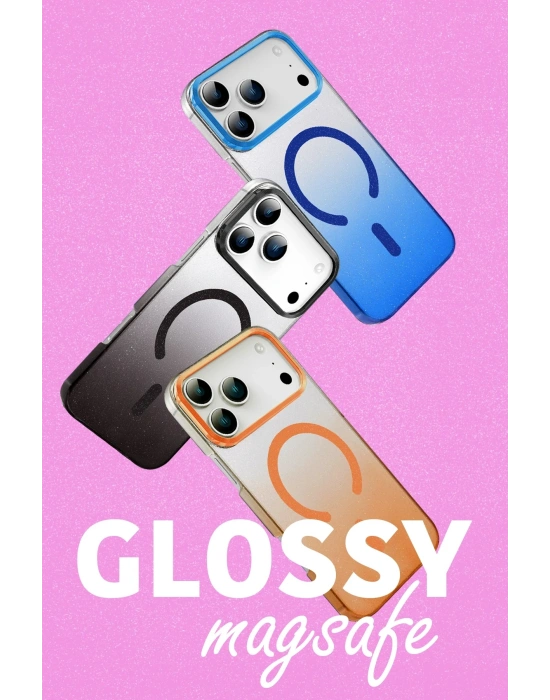 Newface Apple iPhone 17 Pro Max Glossy Magsafe Kapak - Turuncu