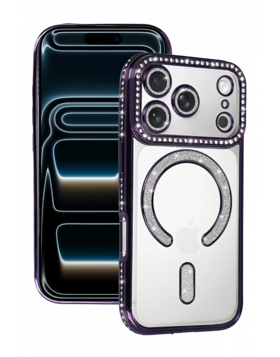 Newface Apple iPhone 17 Pro Max Joke Simli Magneticsafe Kılıf - Derin Mor