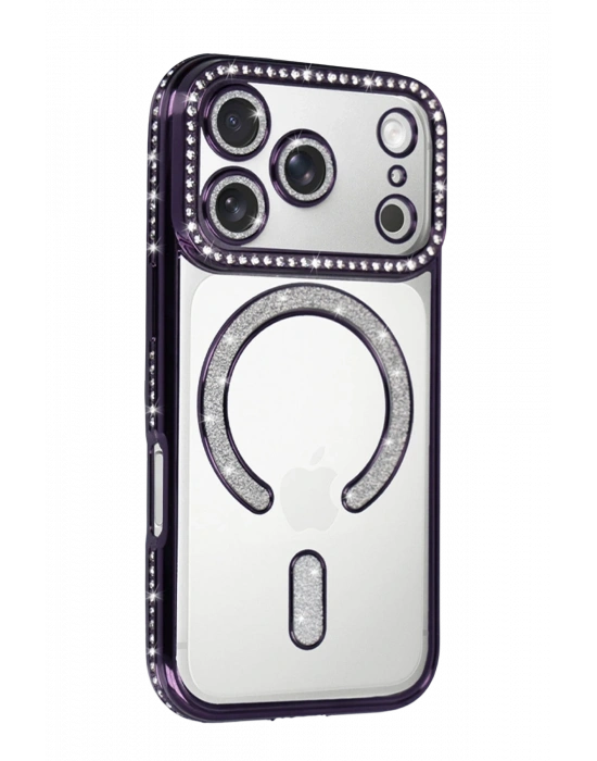 Newface Apple iPhone 17 Pro Max Joke Simli Magneticsafe Kılıf - Derin Mor