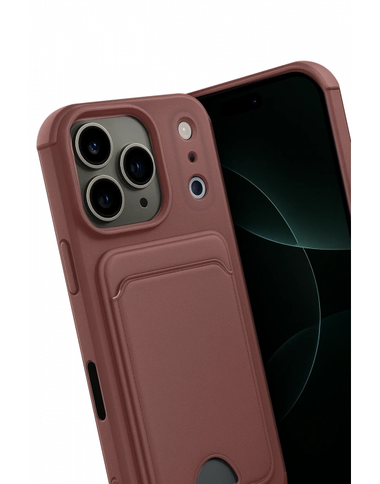 Newface Apple iPhone 17 Pro Max Kelvin Kartvizitli Silikon - Bordo