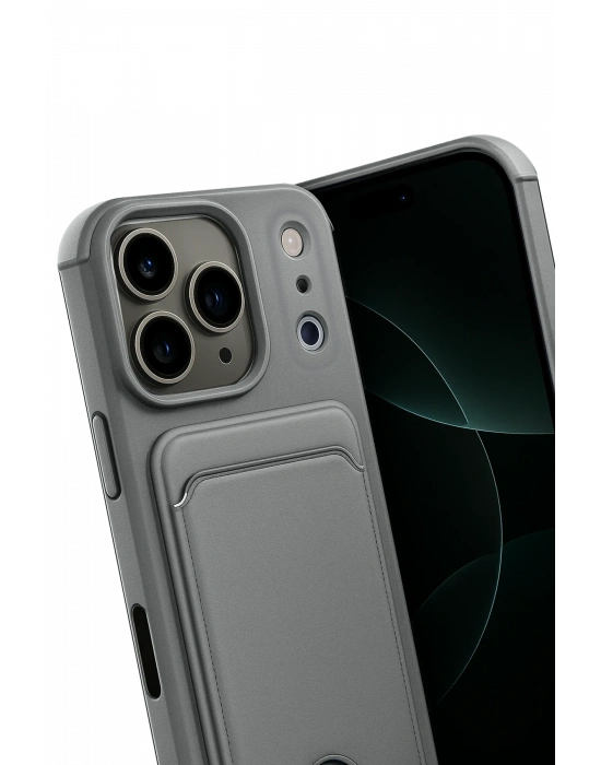 Newface Apple iPhone 17 Pro Max Kelvin Kartvizitli Silikon - Gri