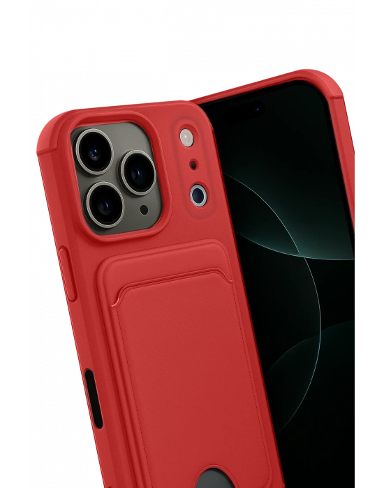 Newface Apple iPhone 17 Pro Max Kelvin Kartvizitli Silikon - Kırmızı