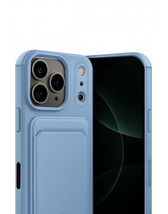 Newface Apple iPhone 17 Pro Max Kelvin Kartvizitli Silikon - Mavi