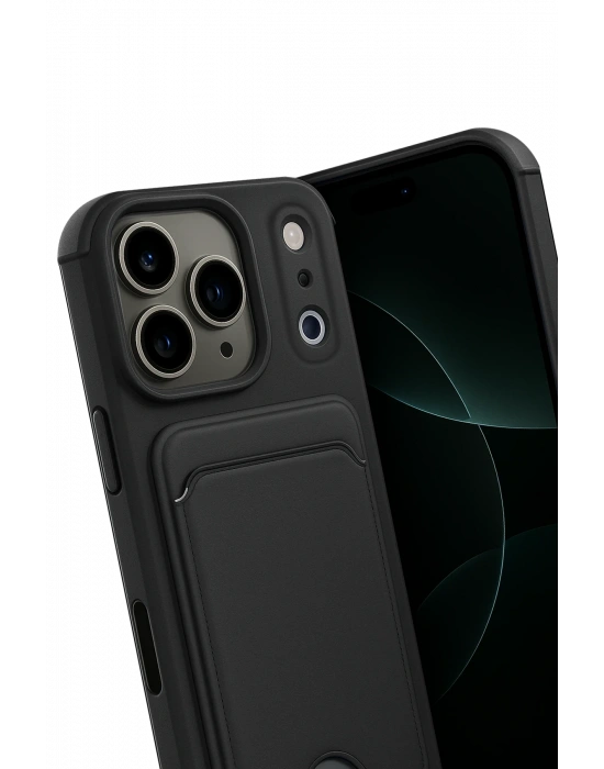 Newface Apple iPhone 17 Pro Max Kelvin Kartvizitli Silikon - Siyah