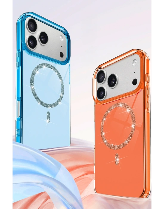 Newface Apple iPhone 17 Pro Max Live Diamond Magsafe Kapak - Pembe