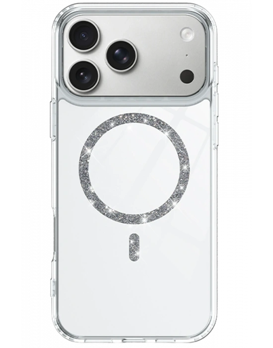 Newface Apple iPhone 17 Pro Max Live Diamond Magsafe Kapak - Şeffaf