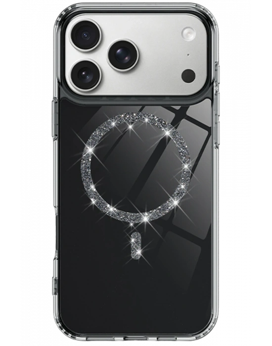 Newface Apple iPhone 17 Pro Max Live Diamond Magsafe Kapak - Siyah