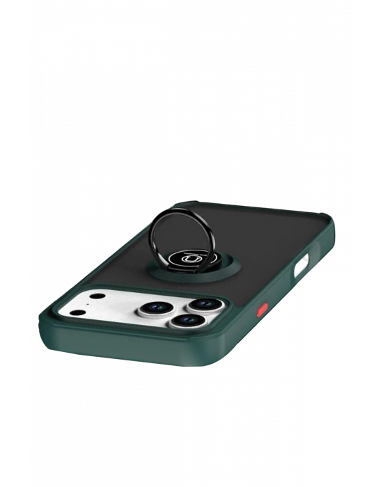 Newface Apple iPhone 17 Pro Max Montreal Yüzüklü Silikon Kapak - Yeşil