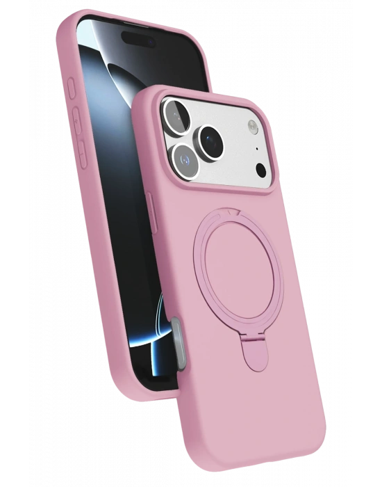 Newface Apple iPhone 17 Pro Max Regal Magsafe Standlı Kapak - Açık Pembe