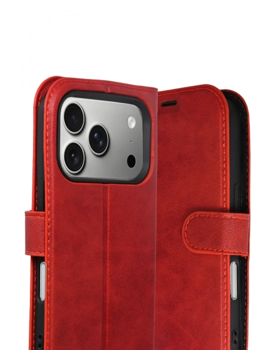 Newface Apple iPhone 17 Pro Max Trend S Plus Kapaklı Kılıf - Kırmızı