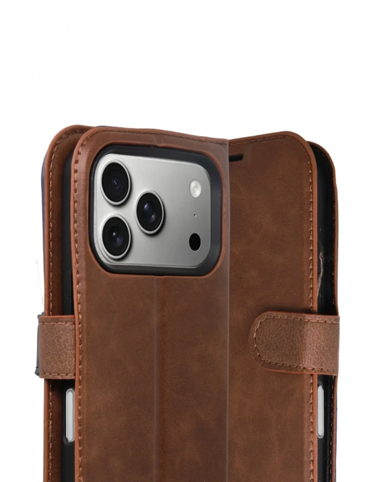 Newface Apple iPhone 17 Pro Max Trend S Plus Kapaklı Kılıf - Taba