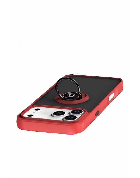 Newface Apple iPhone 17 Pro Montreal Yüzüklü Silikon Kapak - Kırmızı