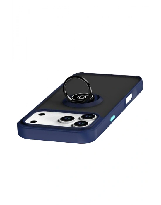 Newface Apple iPhone 17 Pro Montreal Yüzüklü Silikon Kapak - Lacivert