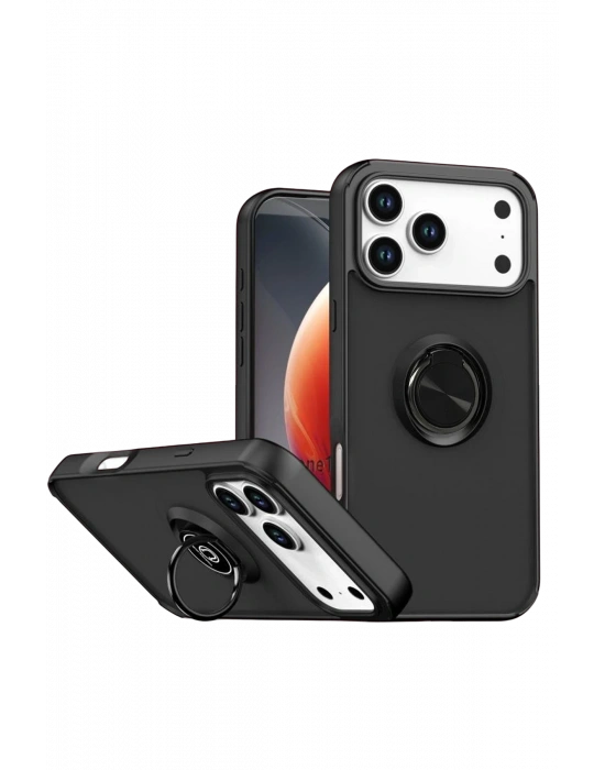 Newface Apple iPhone 17 Pro Montreal Yüzüklü Silikon Kapak - Siyah