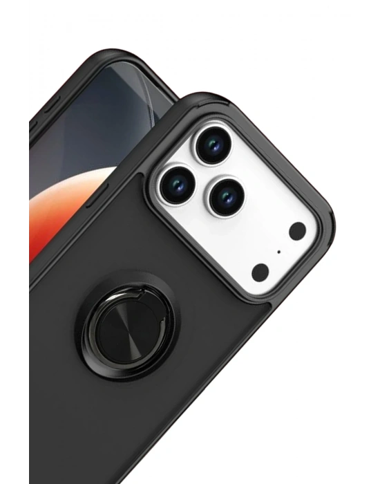 Newface Apple iPhone 17 Pro Montreal Yüzüklü Silikon Kapak - Siyah