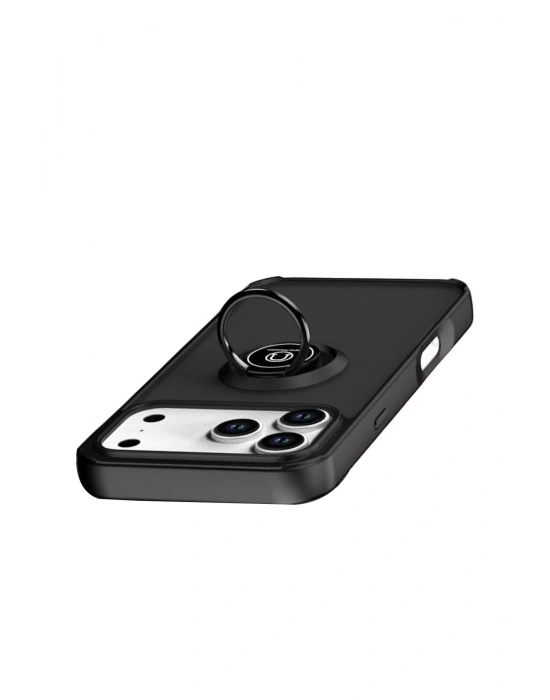 Newface Apple iPhone 17 Pro Montreal Yüzüklü Silikon Kapak - Siyah