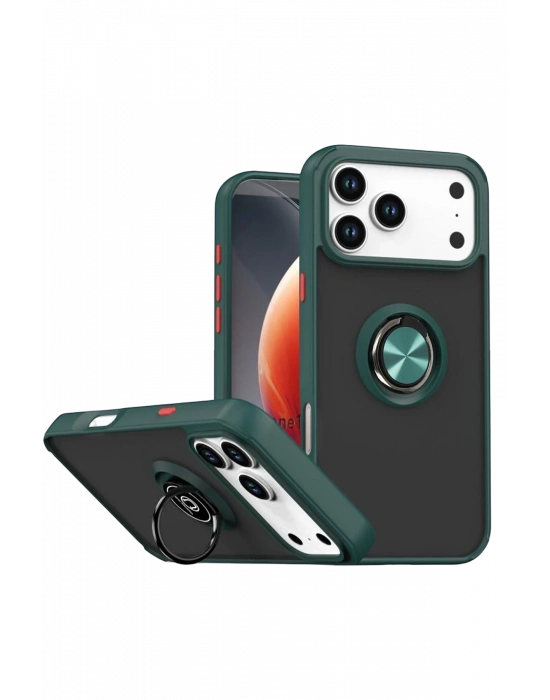 Newface Apple iPhone 17 Pro Montreal Yüzüklü Silikon Kapak - Yeşil