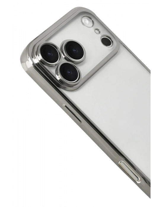 Newface Apple iPhone 17 Pro Razer Lensli Silikon - Gümüş