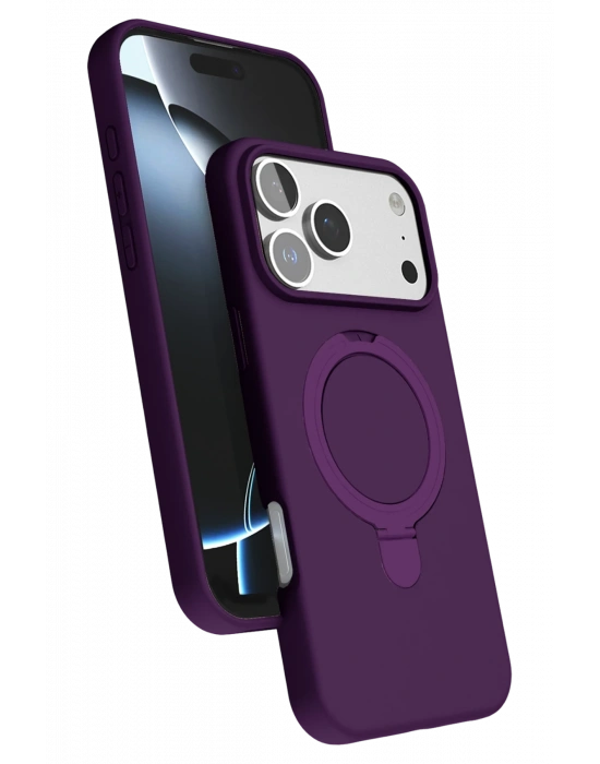 Newface Apple iPhone 17 Pro Regal Magsafe Standlı Kapak - Derin Mor