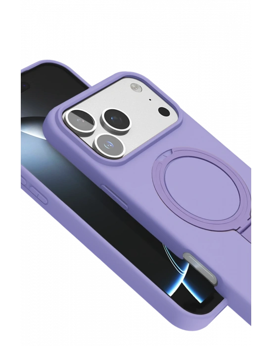 Newface Apple iPhone 17 Pro Regal Magsafe Standlı Kapak - Lila