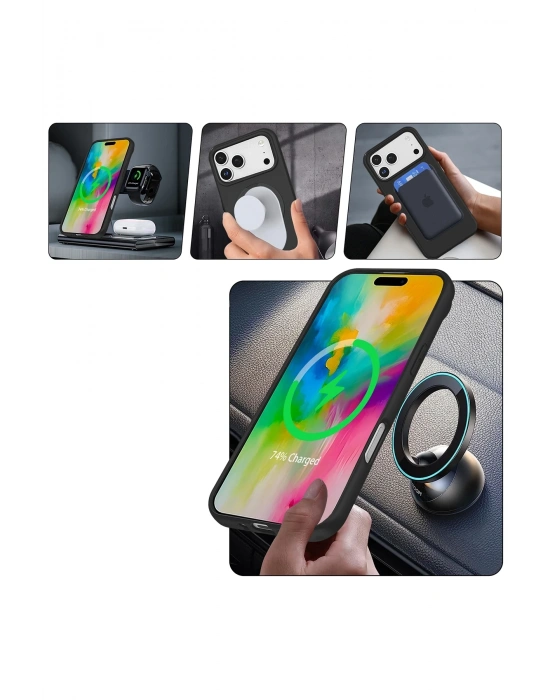 Newface Apple iPhone 17 Pro Regal Magsafe Standlı Kapak - Lila