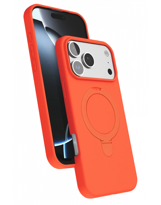 Newface Apple iPhone 17 Pro Regal Magsafe Standlı Kapak - Turuncu