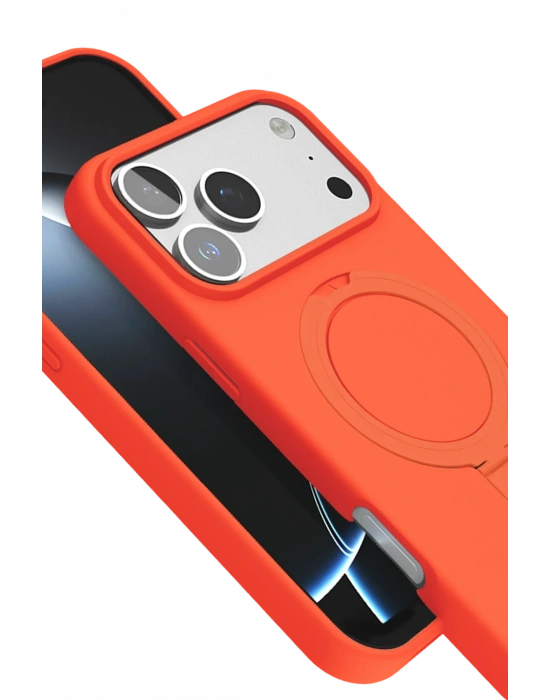 Newface Apple iPhone 17 Pro Regal Magsafe Standlı Kapak - Turuncu