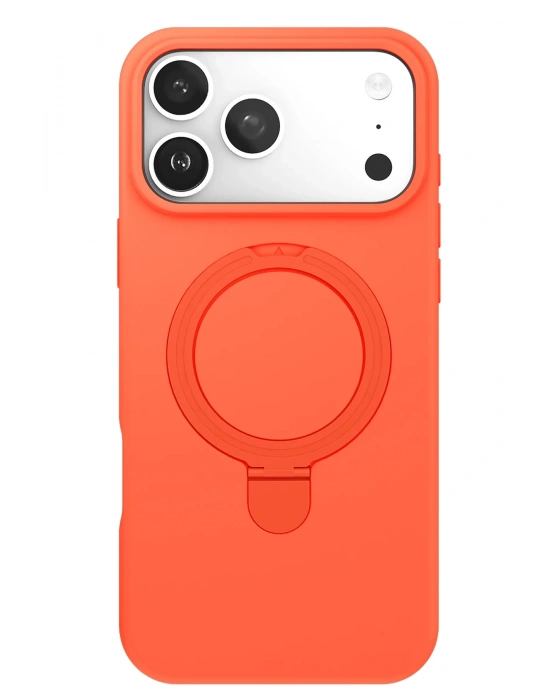 Newface Apple iPhone 17 Pro Regal Magsafe Standlı Kapak - Turuncu