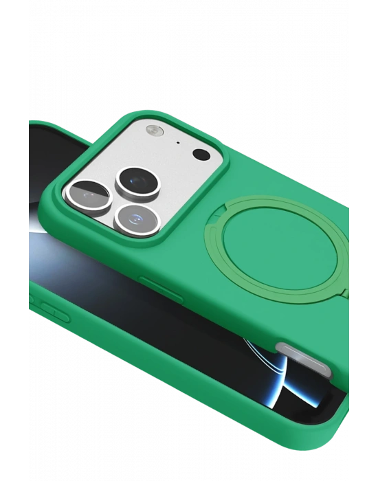 Newface Apple iPhone 17 Pro Regal Magsafe Standlı Kapak - Yeşil