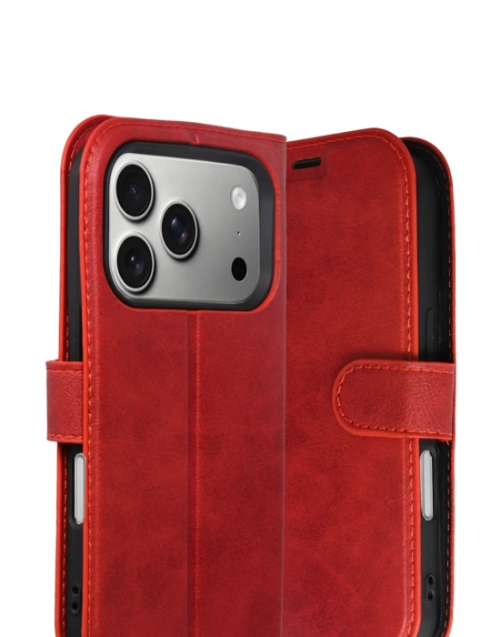 Newface Apple iPhone 17 Pro Trend S Plus Kapaklı Kılıf - Kırmızı