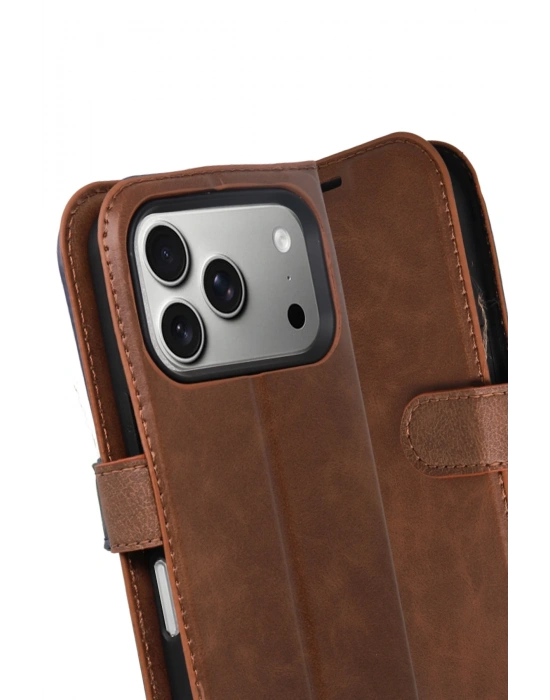 Newface Apple iPhone 17 Pro Trend S Plus Kapaklı Kılıf - Taba