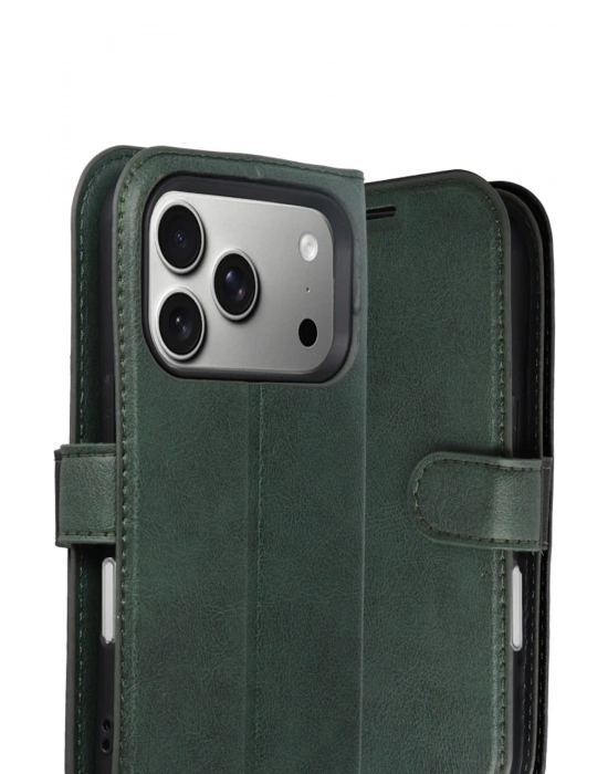 Newface Apple iPhone 17 Pro Trend S Plus Kapaklı Kılıf - Yeşil