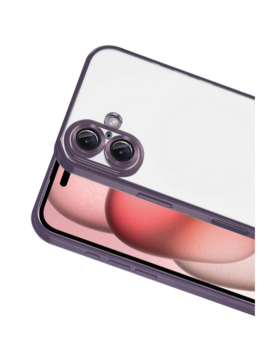 Newface Apple iPhone 17 Razer Lensli Silikon - Mor