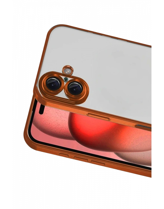 Newface Apple iPhone 17 Razer Lensli Silikon - Turuncu