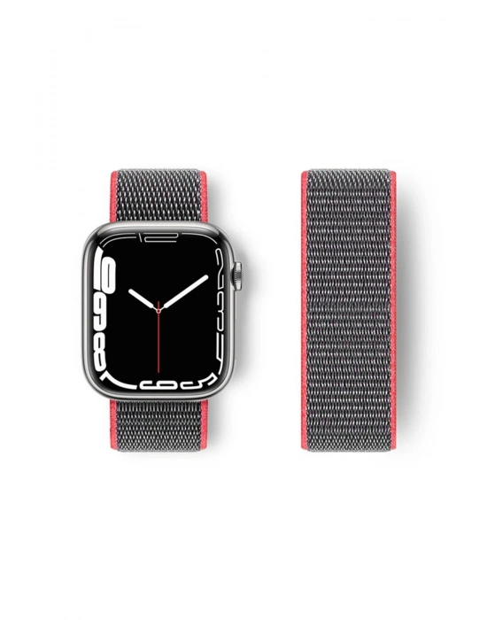 Newface Apple Watch 38mm Hasırlı Cırtcırtlı Kordon - Pembe