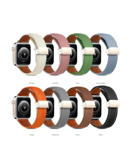 Newface Apple Watch 38mm KR414 Daks Deri Kordon - Lacivert