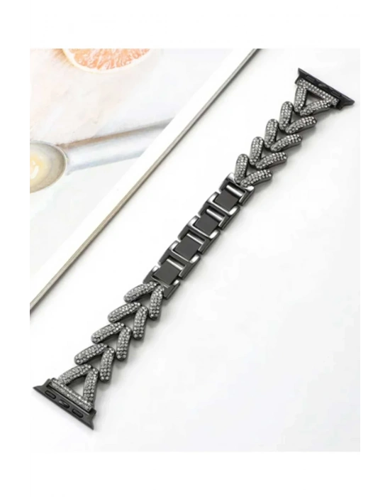 Newface Apple Watch 38mm Node Taşlı Kordon - Siyah