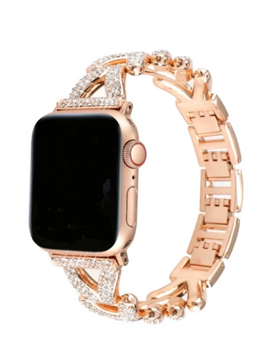 Newface Apple Watch 38mm Node Taşlı Kordon - Siyah
