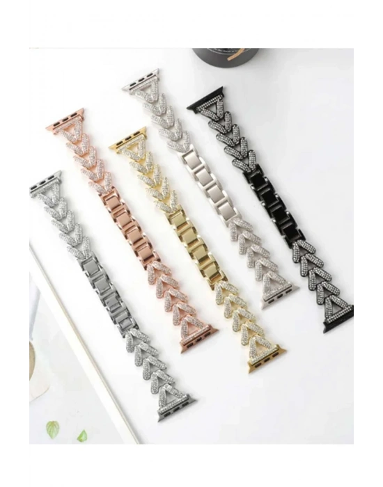 Newface Apple Watch 38mm Node Taşlı Kordon - Siyah