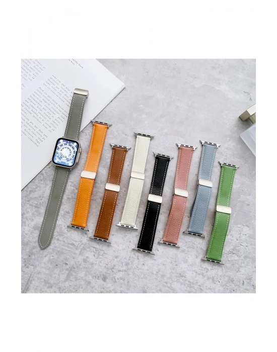 Newface Apple Watch 42mm KR414 Daks Deri Kordon - Pembe