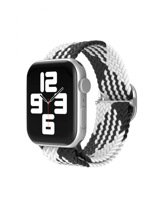 Newface Apple Watch 42mm Star Kordon - Siyah-Beyaz