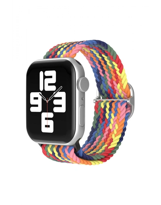 Newface Apple Watch 42mm Star Kordon - Siyah-Kırmızı-Sarı